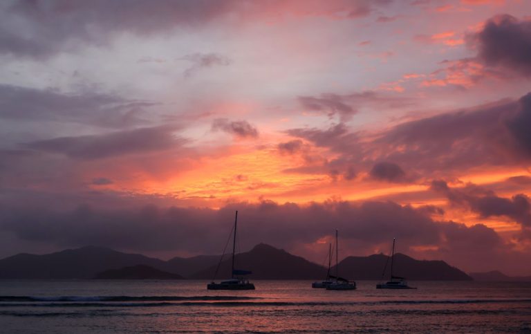 sunset on La Digue